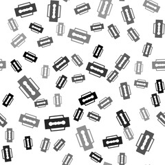 Fototapeta premium Black Blade razor icon isolated seamless pattern on white background. Vector.