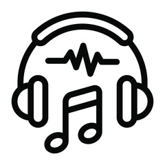 
A concept of modern education, solid icon of music listening 
