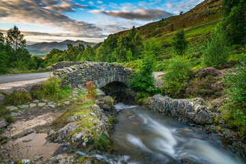 Fototapeta na wymiar Ashness Bridge long exposure view. Lake District National Park. Cumbria. England