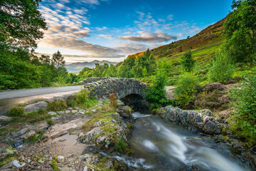 Ashness Bridge long exposure view. Lake District National Park. Cumbria. England