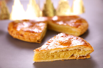 slice of epiphany cake and crown