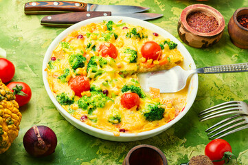 Vegetable casserole or broccoli omelet