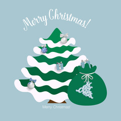 Decorated christmas tree. Holiday background. Merry Christmas and Happy New Year.