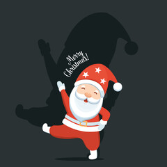 Christmas Santa Claus Cartoon. Merry Christmas and happy new year greeting card. Vector Illustration.