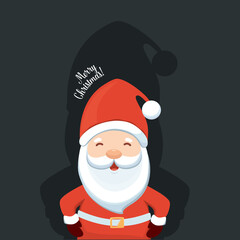Christmas Santa Claus Cartoon. Merry Christmas and happy new year greeting card. Vector Illustration.