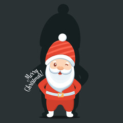 Christmas Santa Claus Cartoon. Merry Christmas and happy new year greeting card. Vector Illustration.