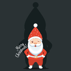 Christmas Santa Claus Cartoon. Merry Christmas and happy new year greeting card. Vector Illustration.