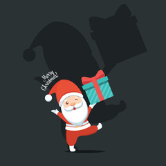 Christmas Santa Claus Cartoon. Merry Christmas and happy new year greeting card. Vector Illustration.