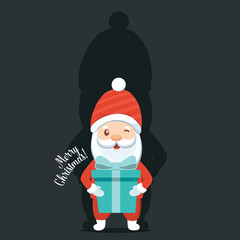 Christmas Santa Claus Cartoon. Merry Christmas and happy new year greeting card. Vector Illustration.