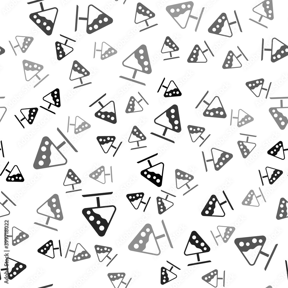 Poster black road sign avalanches icon isolated seamless pattern on white background. snowslide or snowslip
