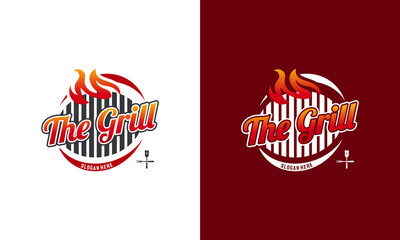 Hot Grill Logo Template, Barbecue grill, Vintage Barbeque Label Stamp Logo design vector