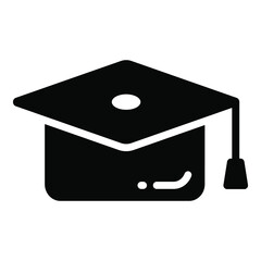 graduation hat glyph icon, school and education icon