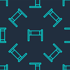 Green line Volleyball net icon isolated seamless pattern on blue background. Vector Illustration.