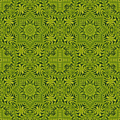 Green abstract fern leaf backgroudn with round shape	