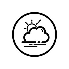 Fog and sun. Weather icon in a circle. Isolated vector illustration