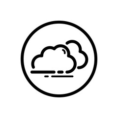 Overcast. Clouds on the sky. Weather icon in a circle. Isolated vector illustration