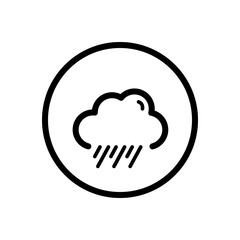 Rain and cloud. Weather icon in a circle. Isolated vector illustration