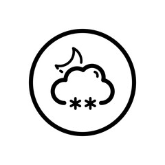 Snow, cloud and moon. Weather icon in a circle. Isolated vector illustration
