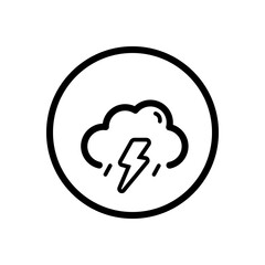 Storm and cloud. Weather icon in a circle. Isolated vector illustration