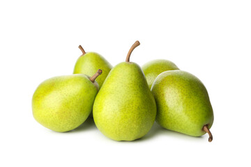Fresh green pears isolated on white background