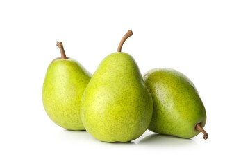 Fresh green pears isolated on white background