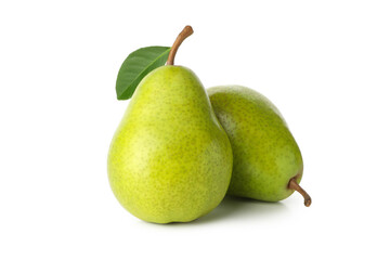 Fresh green pears isolated on white background