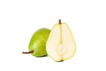 Fresh green pears isolated on white background