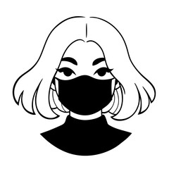 girl in a medical mask, in cartoon style