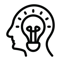 
Bulb inside head, brainstorming solid icon design
