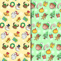 Fun and cute hand drawn Christmas pattern seamless collection