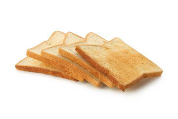 Fresh tasty toasts isolated on white background
