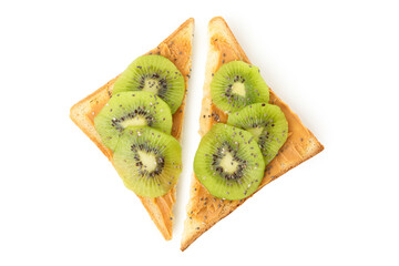 Toasts with kiwi isolated on white background