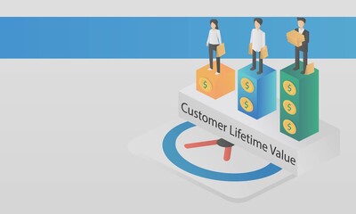 customer lifetime value (CLV),lifetime value (LTV),Value,frequency,time period of customer purchases product or services per business,Vector illustration.