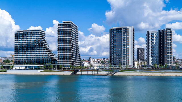 Buildings on Belgrade Waterfront new chapter in the city of Belgrade, Serbia. Belgrade Waterfront, known in Serbian as Belgrade on Water is an urban renewal development project.