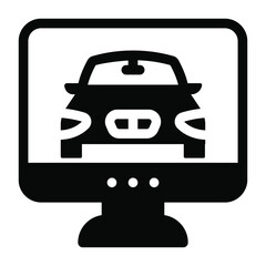 
Online car in glyph editable icon 
