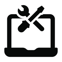 
Laptop repair in glyph icon 
