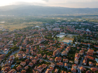 Aerial view of town of Petrich, Bulgaria