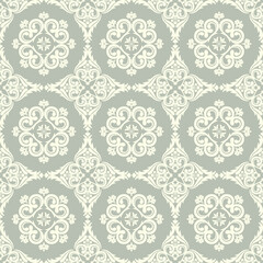 Seamless brown background with light pattern in baroque style. Vector retro illustration. Ideal for printing on fabric or paper for wallpapers, textile, wrapping. 