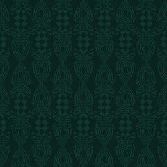 Green seamless geometric pattern background. Folk art design. Vector illustration.