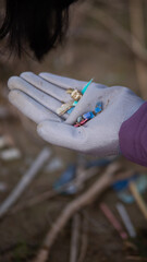 hand with microplastics 