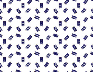 Blue Torah scroll with Gray star of David seamless pattern on White background