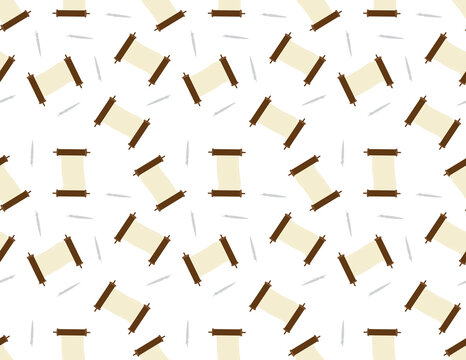 Brown Torah scroll and Gray Torah hand seamless pattern on White background