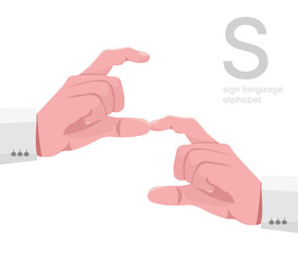 The letter 'S. Universal and Turkish handicapped hand alphabet letter S. Disabled hand. Hand tongue. Learning the alphabet, non-verbal deaf-dumb communication, expression gestures vector.