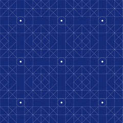 Japanese sashiko. Decorative seamless wallpaper in a combination of retro and modern style in dark blue. Vector illustration