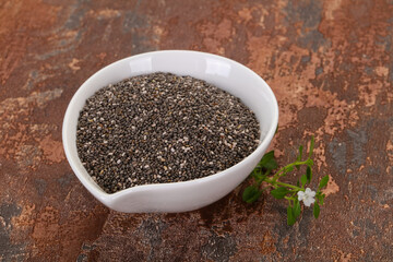 Dietary Chia seeds in the bowl