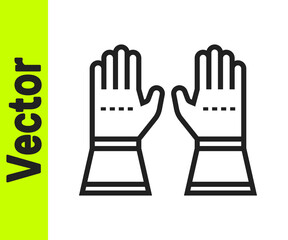 Black line Firefighter gloves icon isolated on white background. Protect gloves icon. Vector.