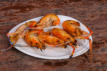 Grilled water prawn in the plate