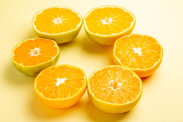front view tangerine slices on white background fresh color orange citrus photo fruit