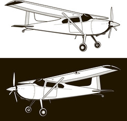 modern light aircraft with one engine vector