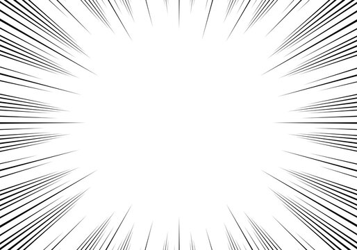 Black radial speed lines effect for manga and comic isolated on white background